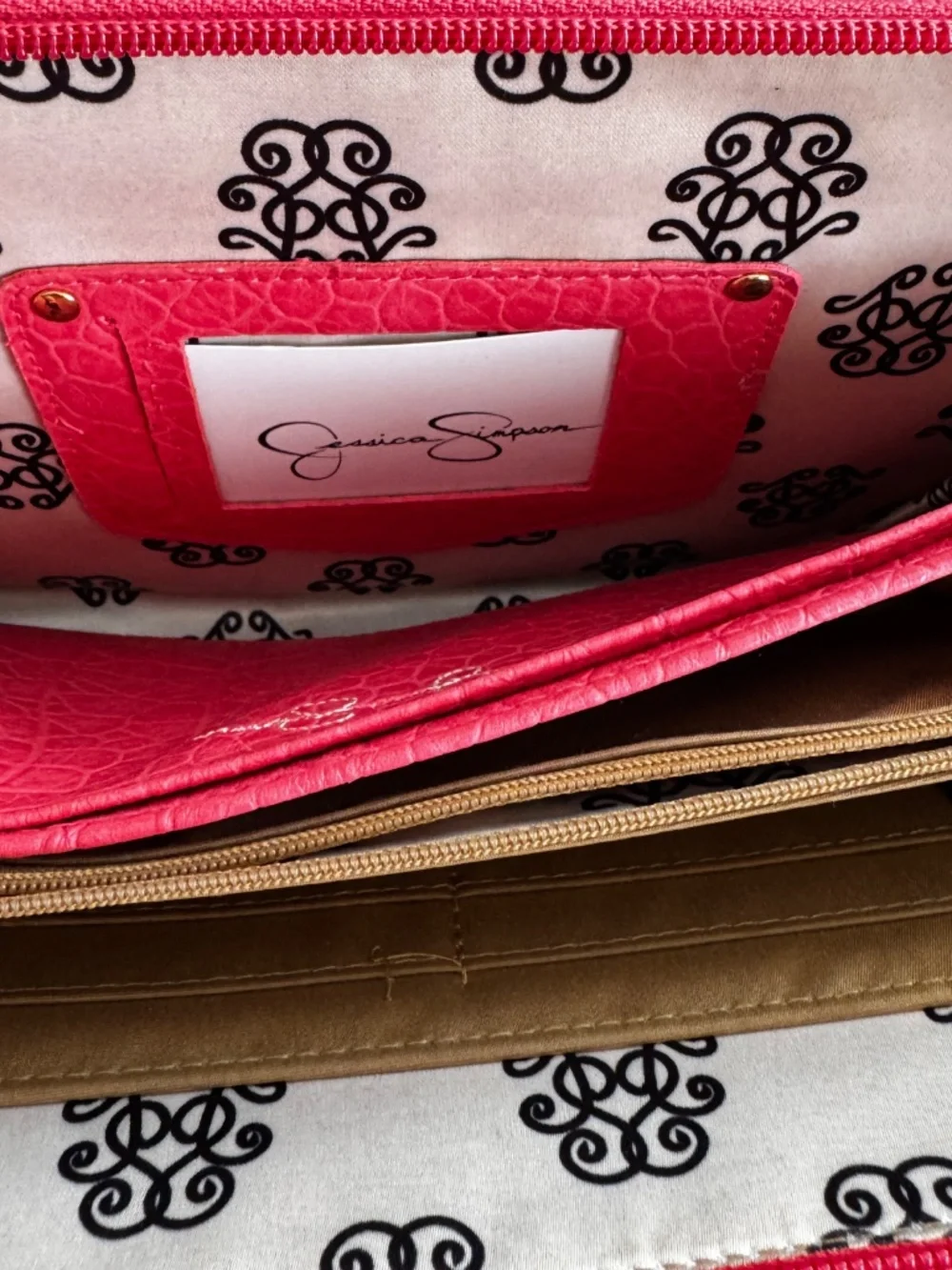 Jessica Simpson Hot Pink/Coral Knotted Fold-Front Clutch